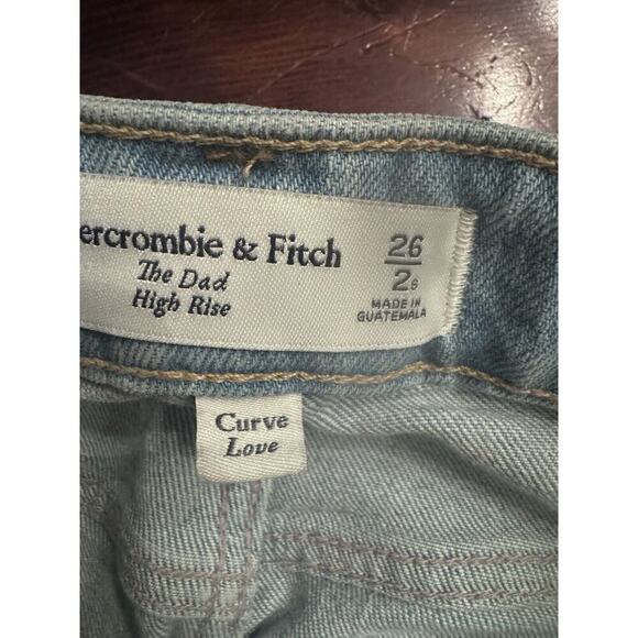 Abercrombie Jeans The Dad High Rise Curve Love, Ripped Wash 26/2S Distressed - Picture 8 of 14